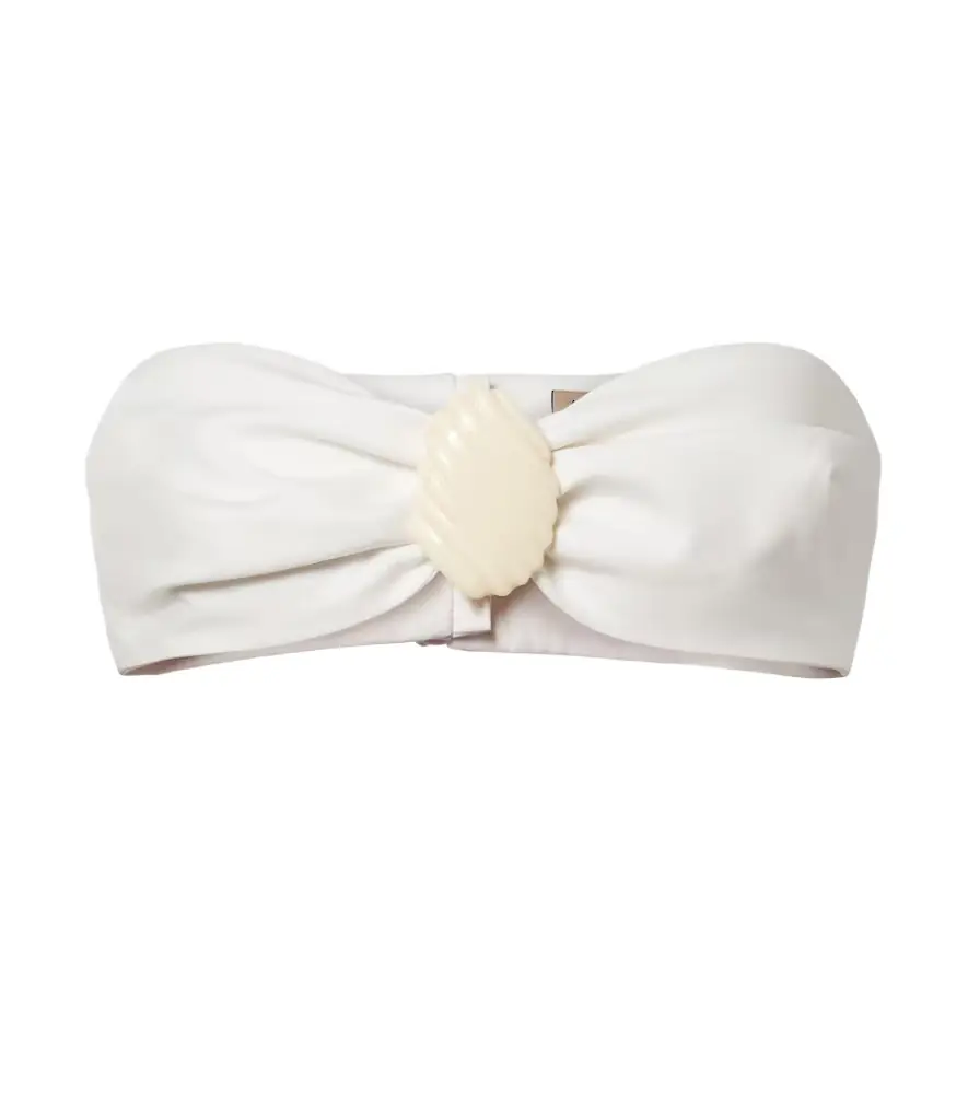 Adriana Degreas Embellished cotton-blend bandeau top