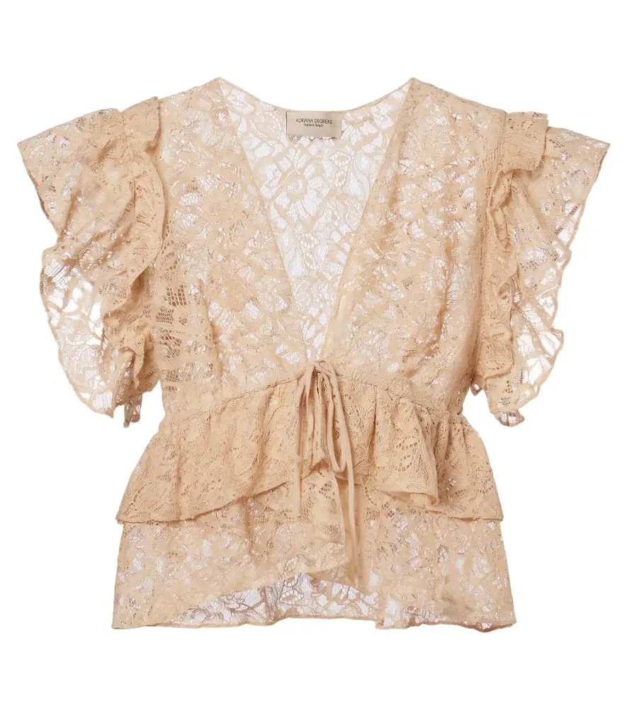 Adriana Degreas Ruffled lace crop top