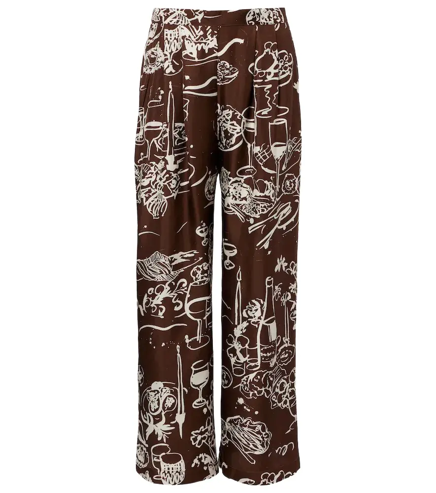 Asceno Isola printed silk twill wide-leg pants