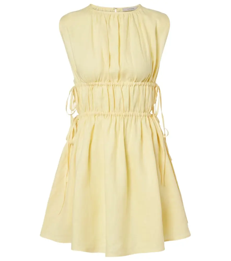 Asceno Como gathered linen minidress
