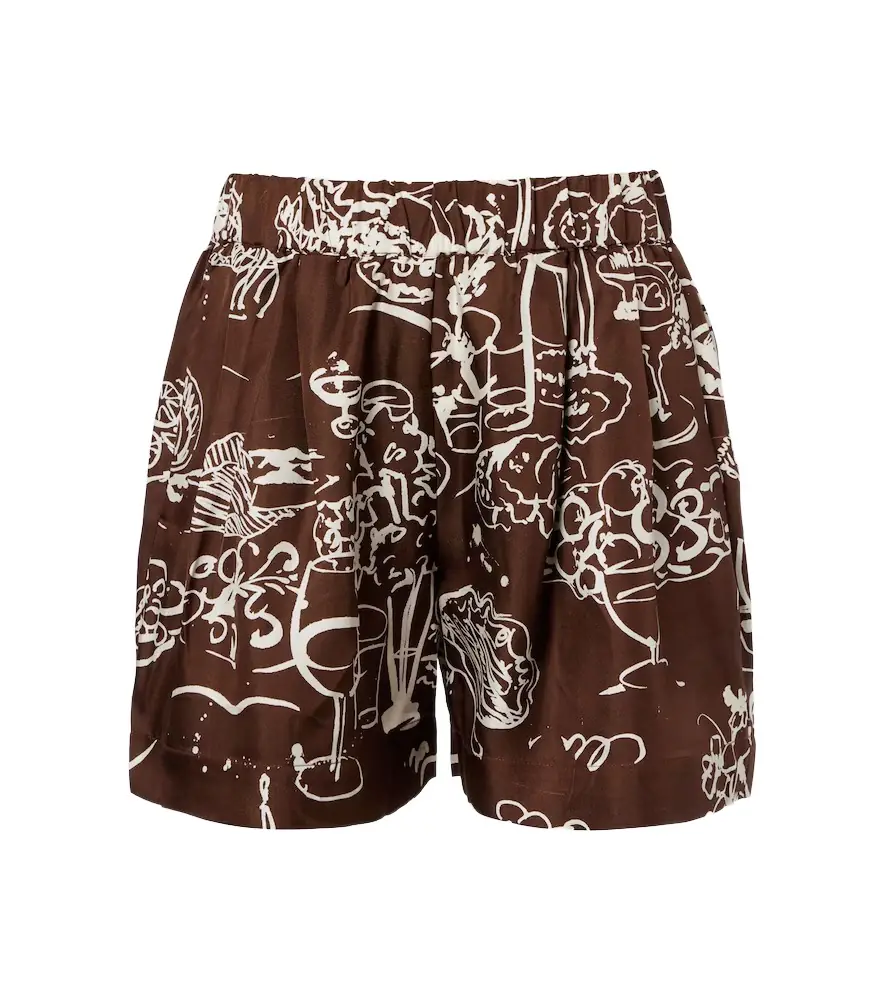 Asceno Zurich printed silk twill shorts