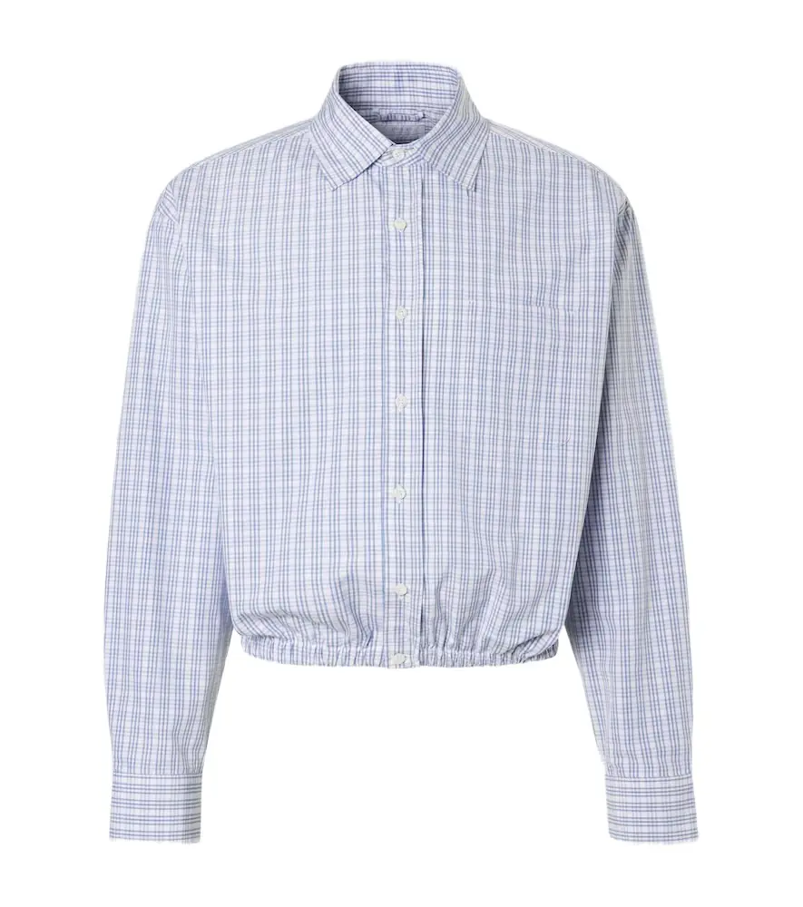 Prada Checked gathered cotton shirt
