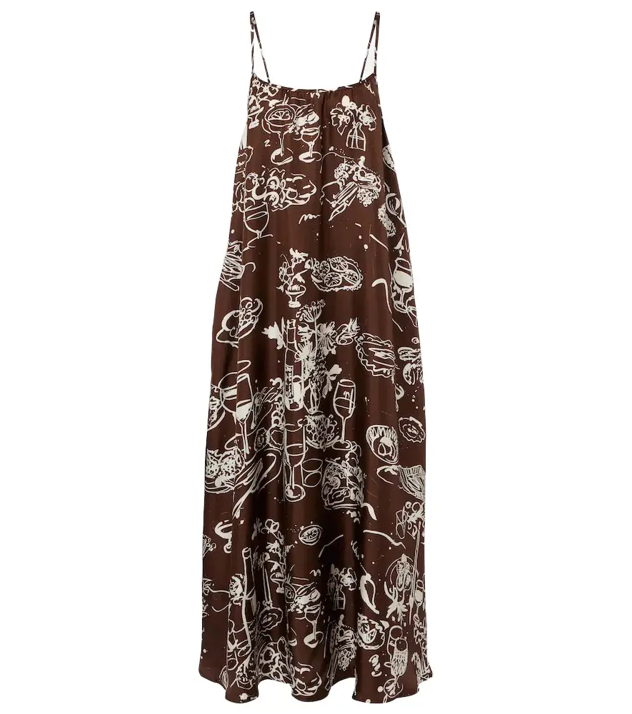 Asceno Napoli printed silk twill maxi dress