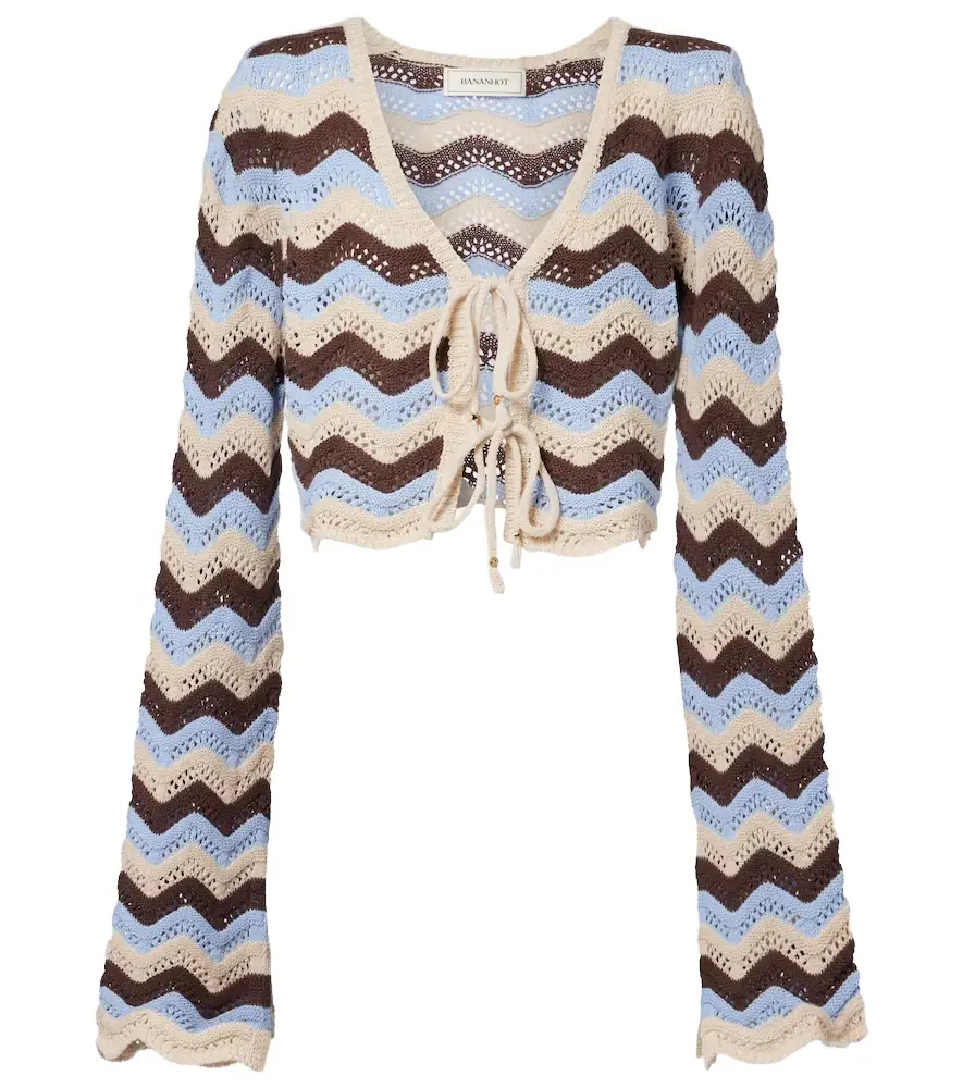 Bananhot Miana open-knit cotton-blend crop top