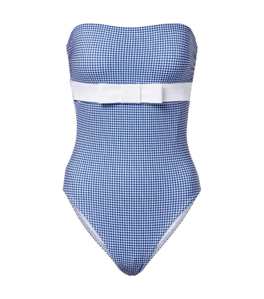 Karla Colletto Bow-detail gingham swimsuit