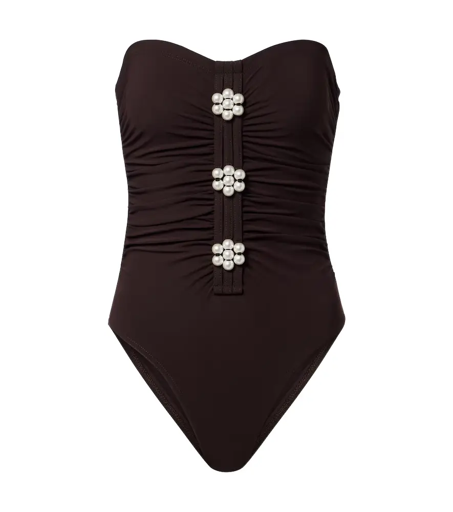 Karla Colletto Maya embellished bandeau swimsuit