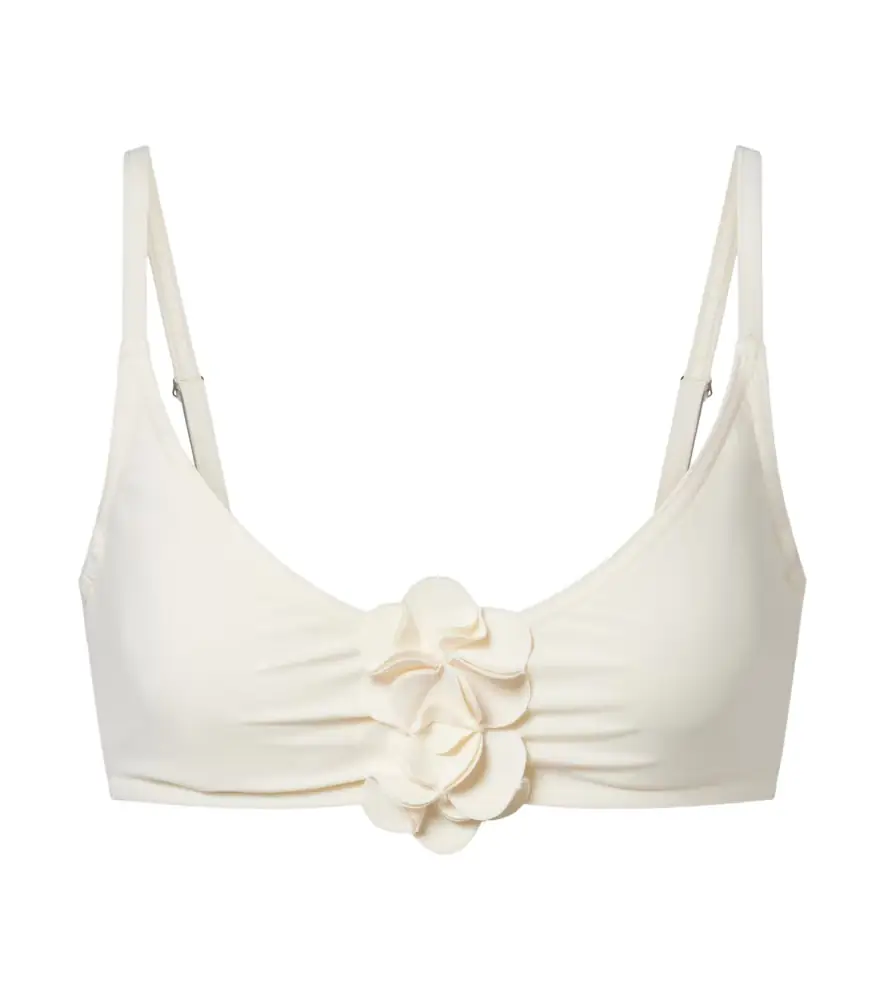 Karla Colletto Tess floral-appliqué bikini top