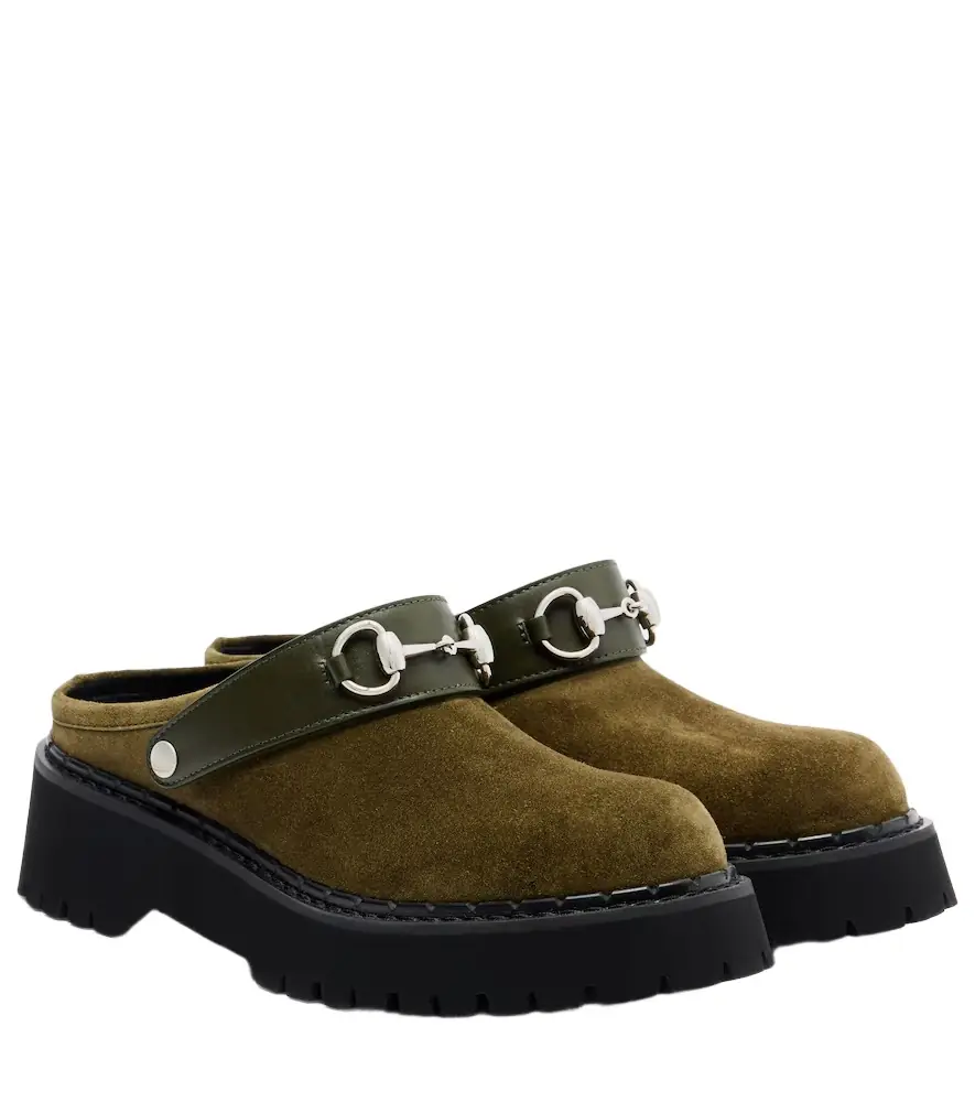 Gucci Horsebit suede mules