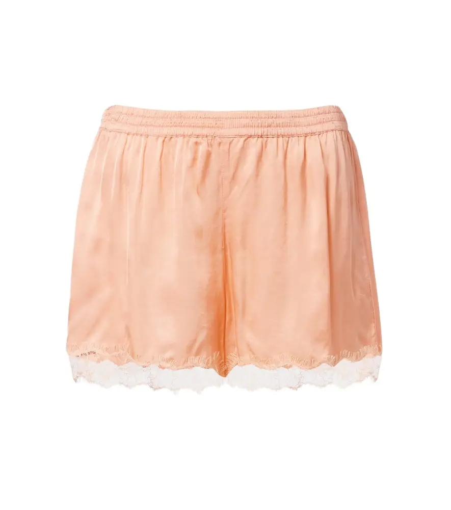 Poupette St Barth Doris lace-trimmed satin shorts
