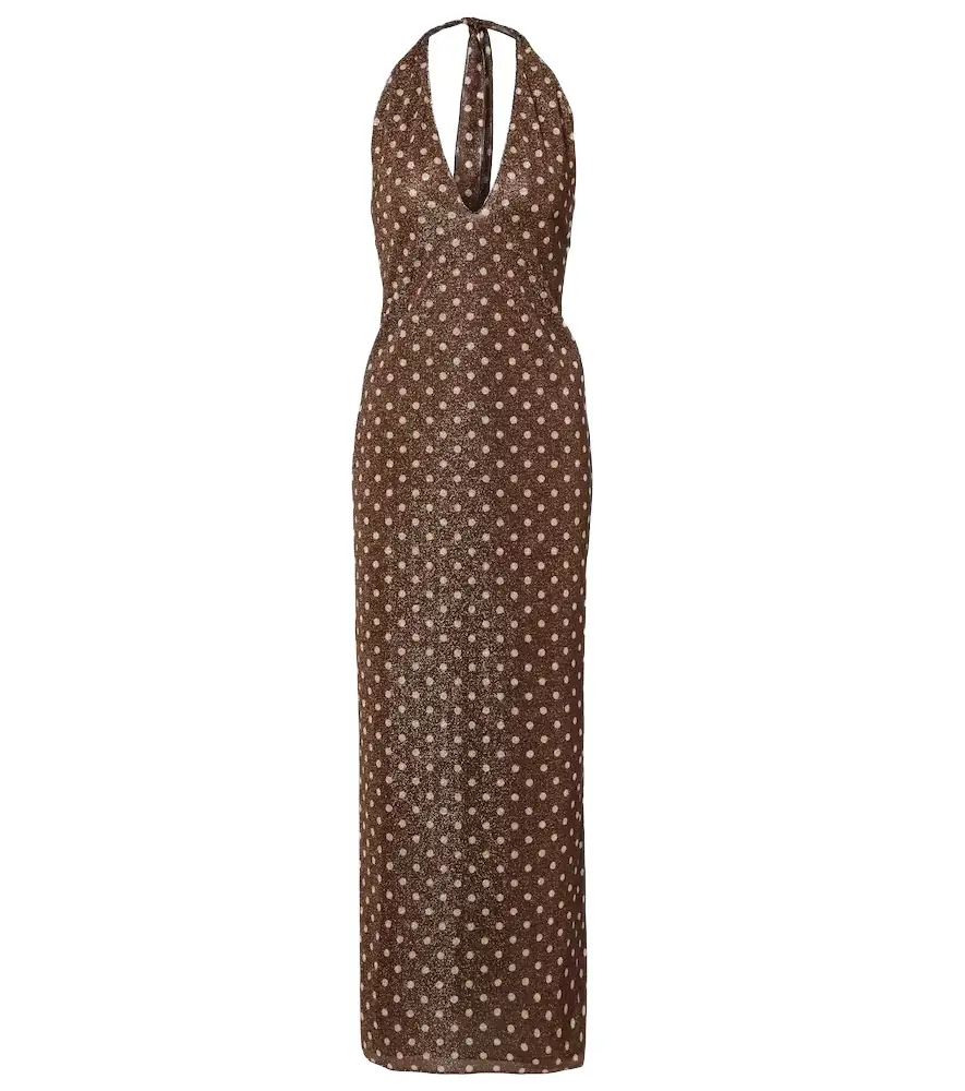Oseree Oséree Lumière polka-dot halterneck maxi dress