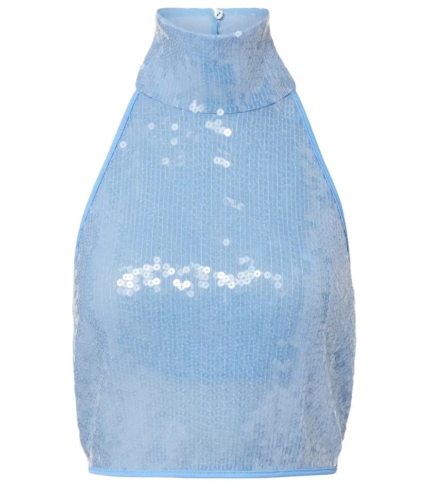 Oseree Oséree Sequined halterneck crop top