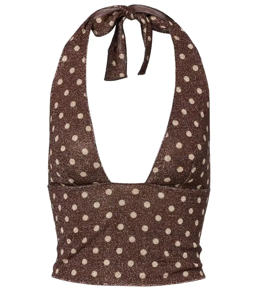 Oseree Oséree Lumière polka-dot halterneck crop top