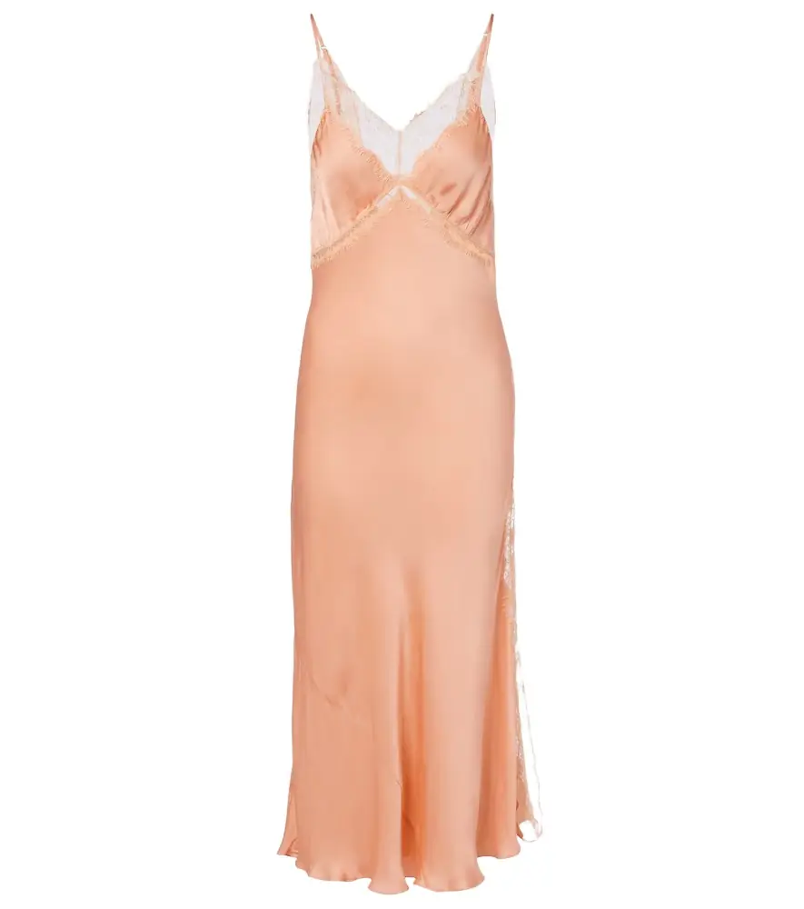 Poupette St Barth Luli lace-trimmed satin slip dress
