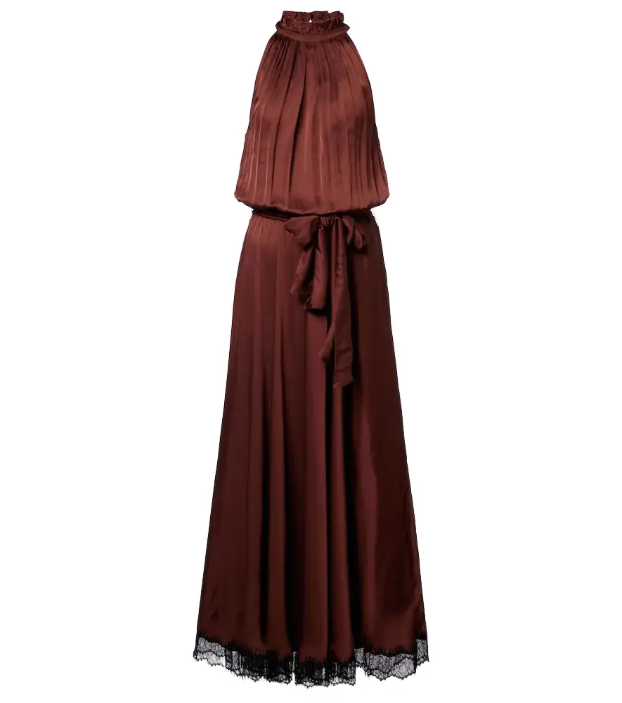 Poupette St Barth Nina halterneck satin maxi dress