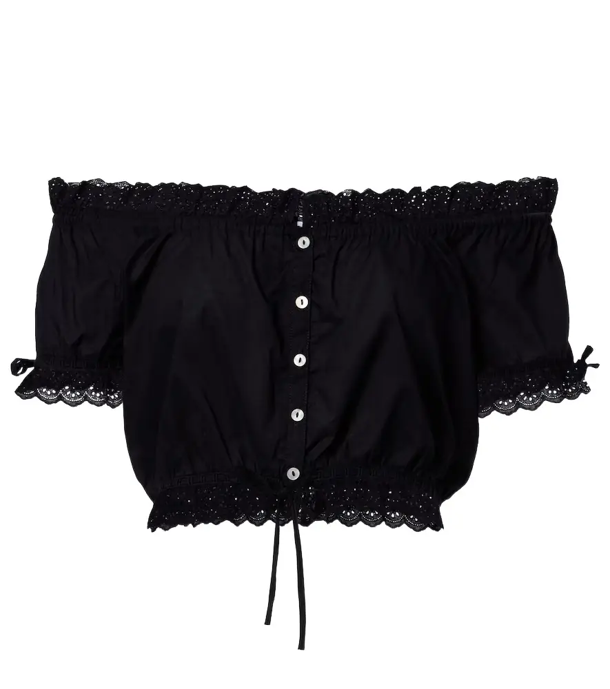 Poupette St Barth Nala broderie anglaise cotton poplin crop top