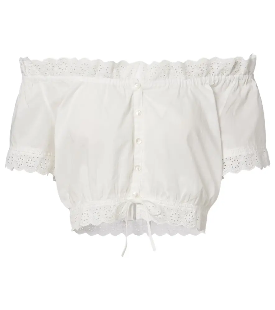 Poupette St Barth Nala pointelle cotton crop top