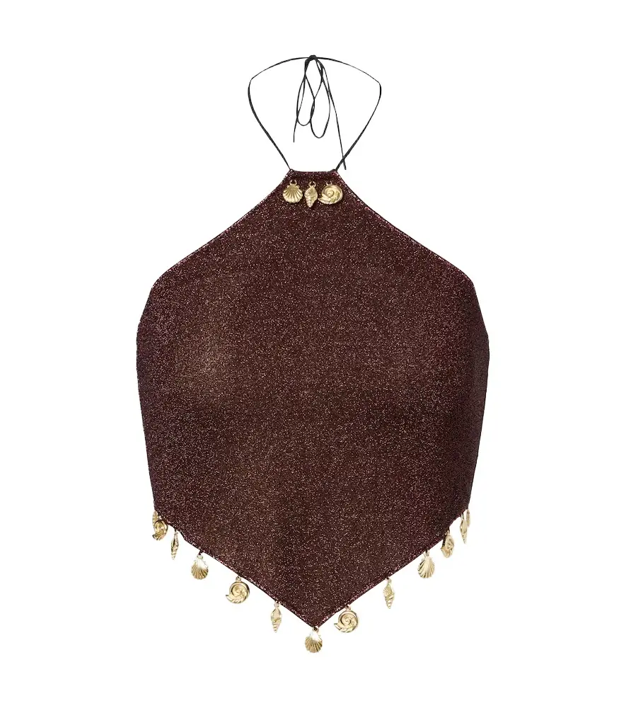 Oseree Oséree Lumière beaded halterneck top