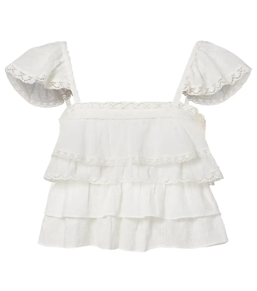 Poupette St Barth Anya ruffled cotton top