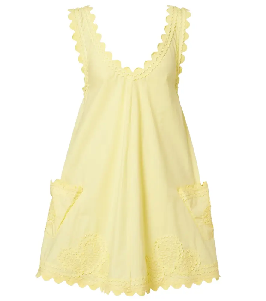 Juliet Dunn Embroidered cotton poplin minidress