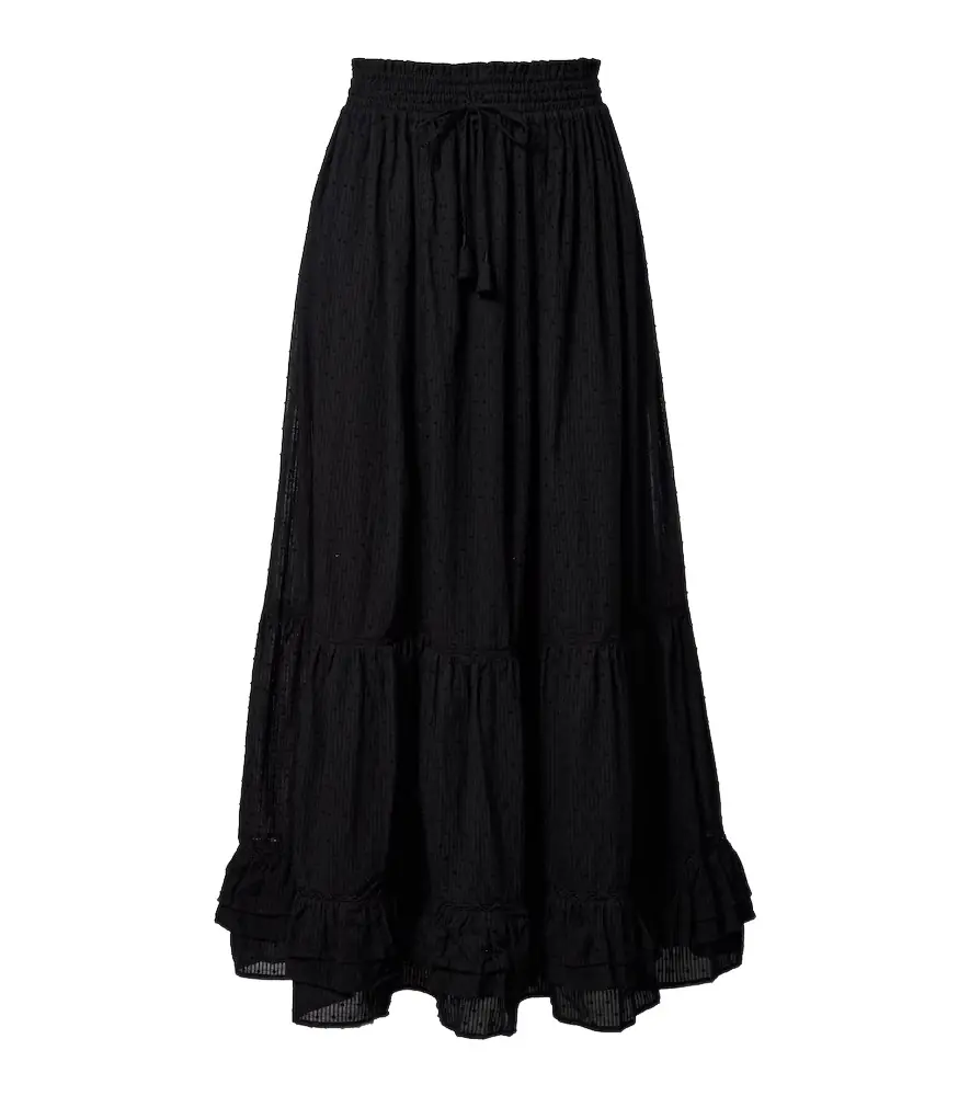 Poupette St Barth Clara tiered cotton maxi skirt