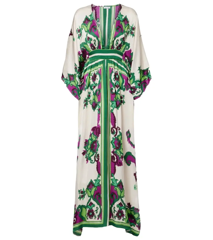 Poupette St Barth Sol floral satin kaftan