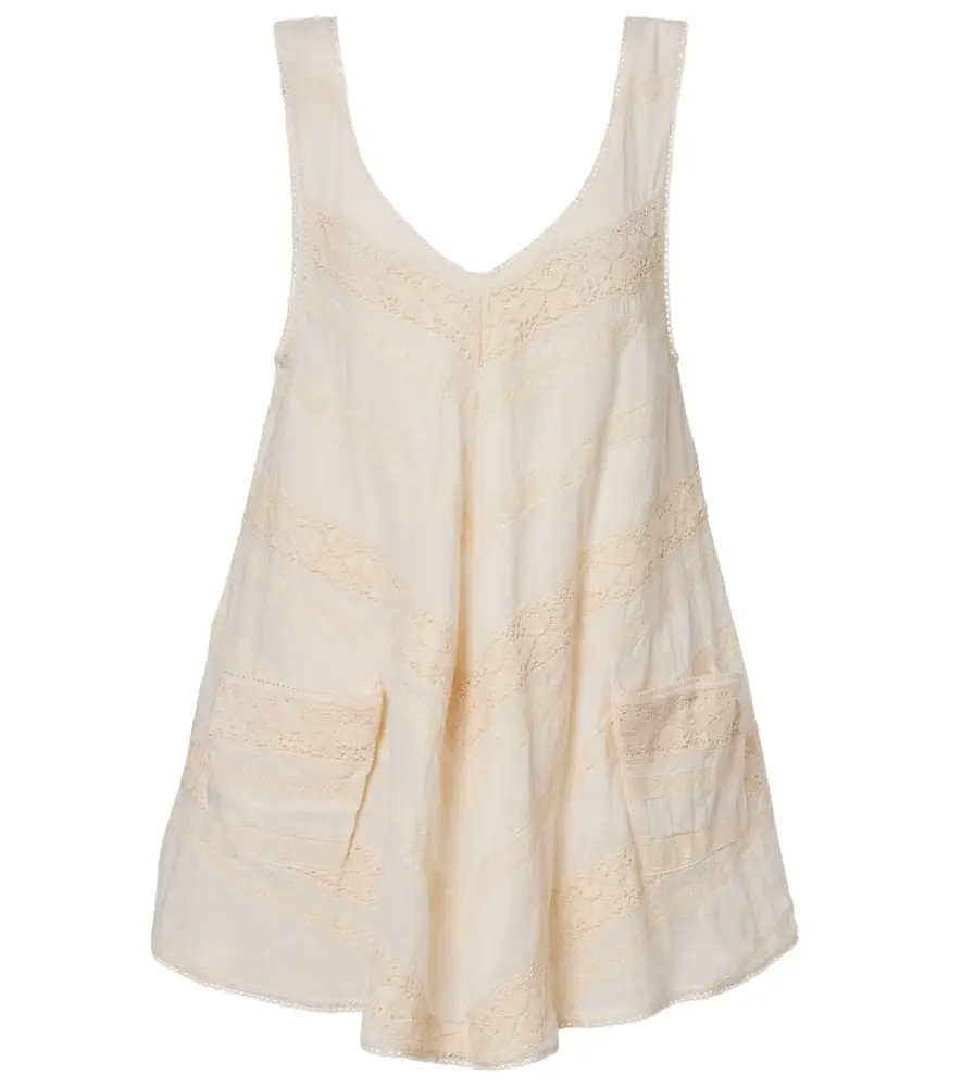 Juliet Dunn Crochet-trimmed cotton minidress