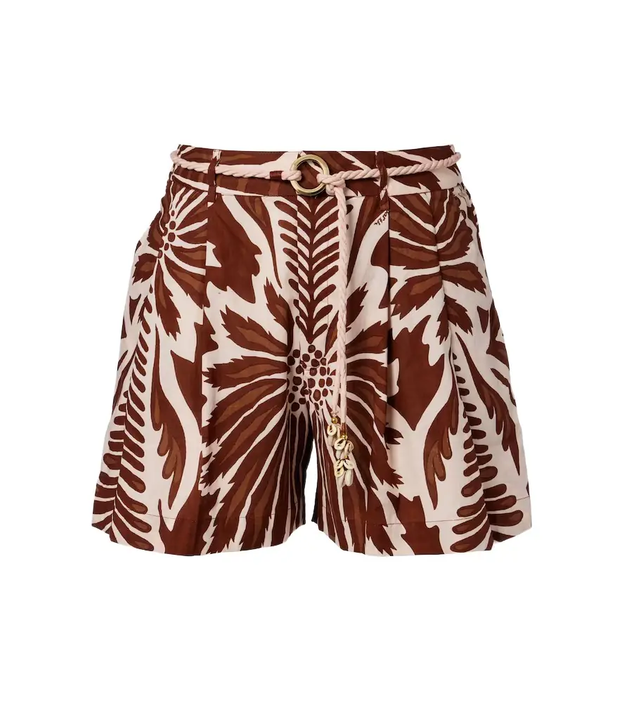 Poupette St Barth Chantal printed belted cotton shorts