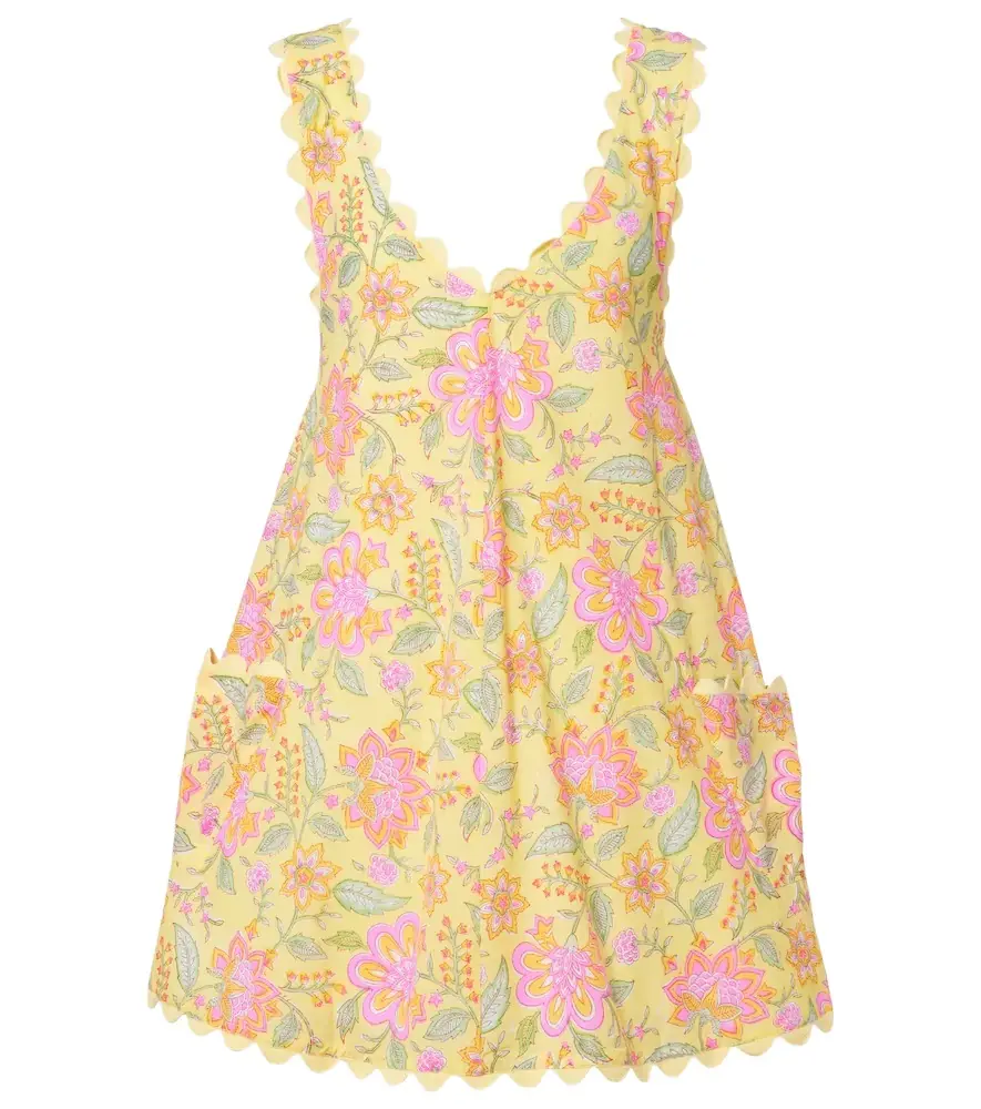 Juliet Dunn Floral scalloped cotton minidress