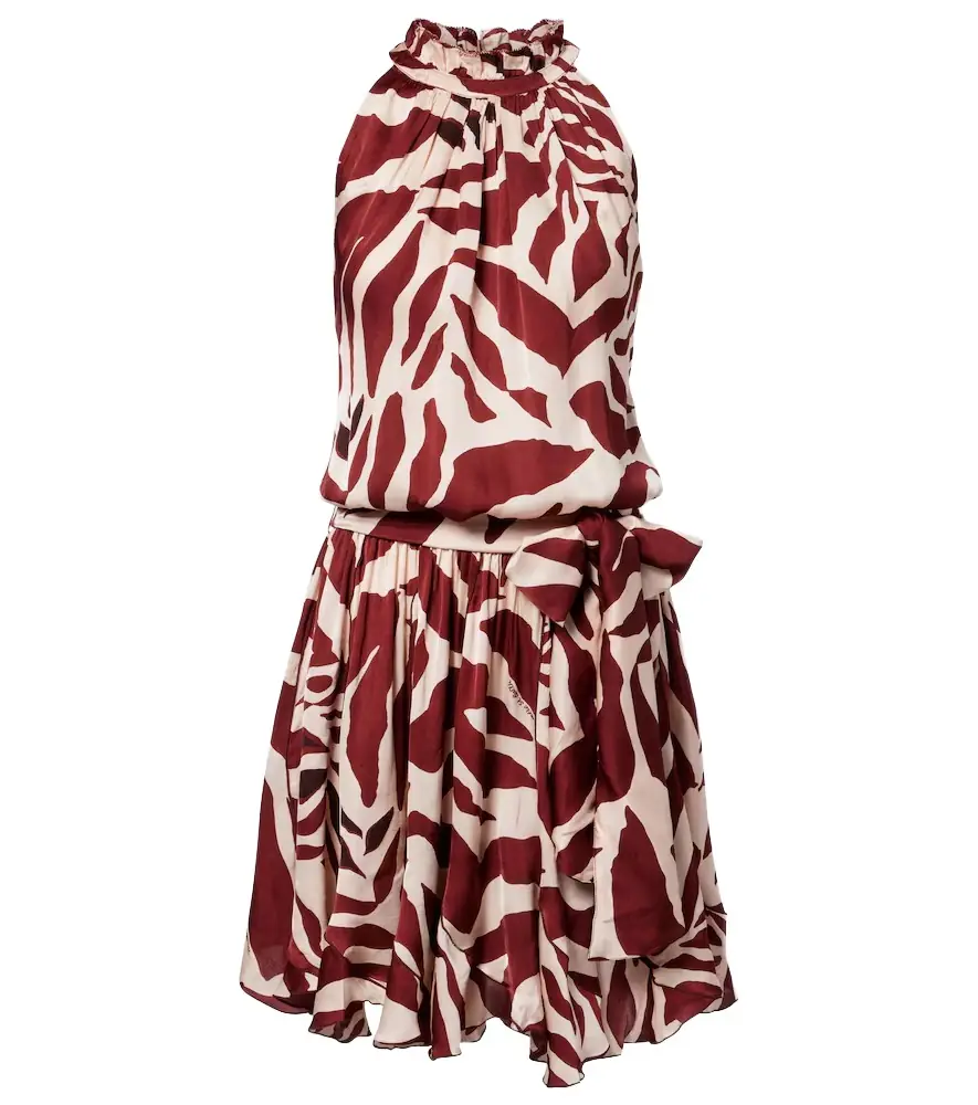 Poupette St Barth Bianca printed halterneck satin minidress