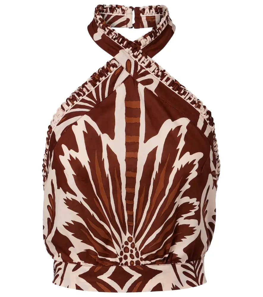 Poupette St Barth Suma printed cotton crop top