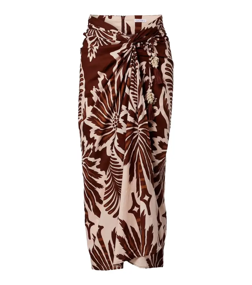 Poupette St Barth Uma printed cotton midi skirt
