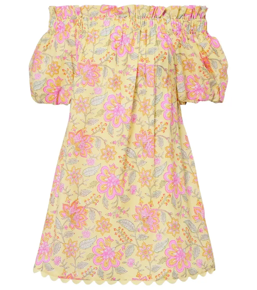 Juliet Dunn Floral off-shoulder cotton minidress
