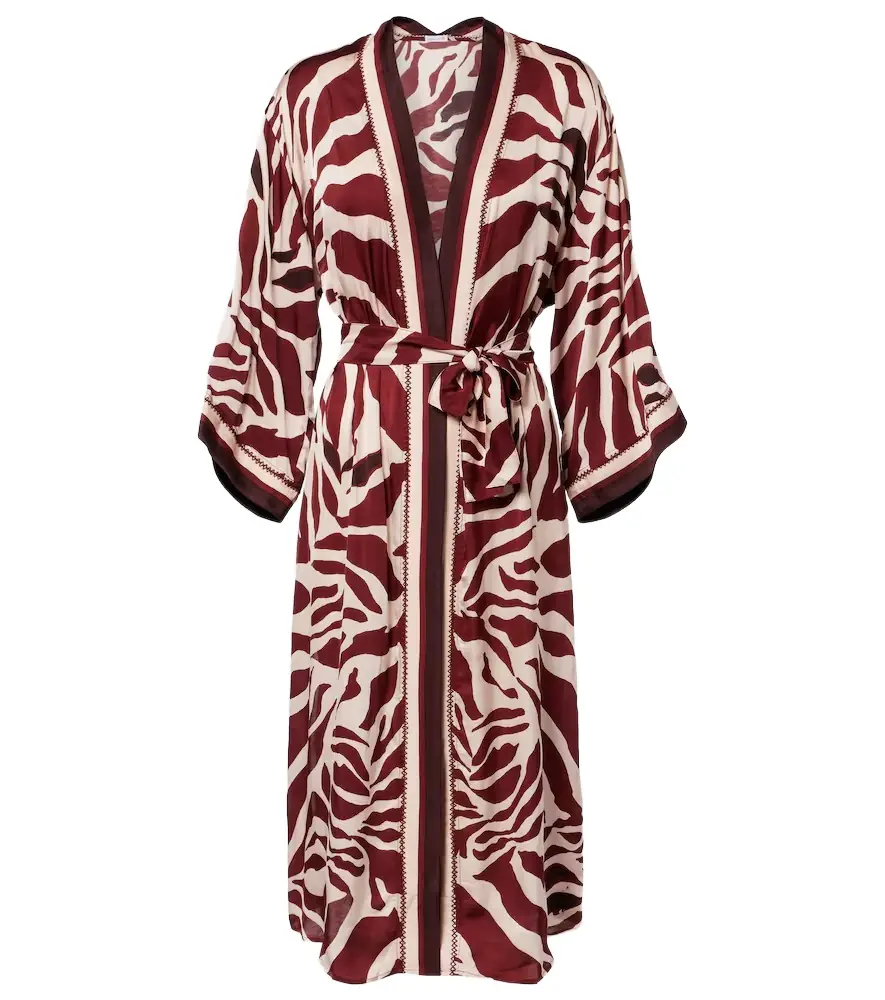 Poupette St Barth Erica printed satin kaftan