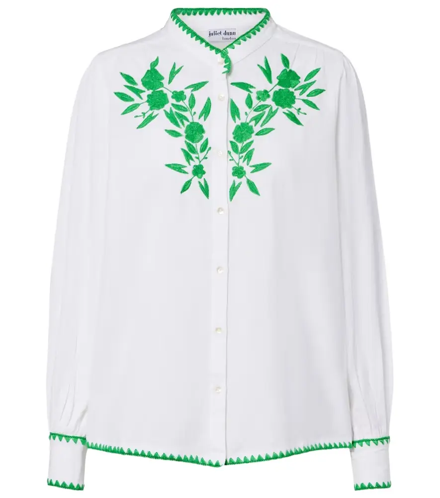 Juliet Dunn Embroidered cotton and linen shirt