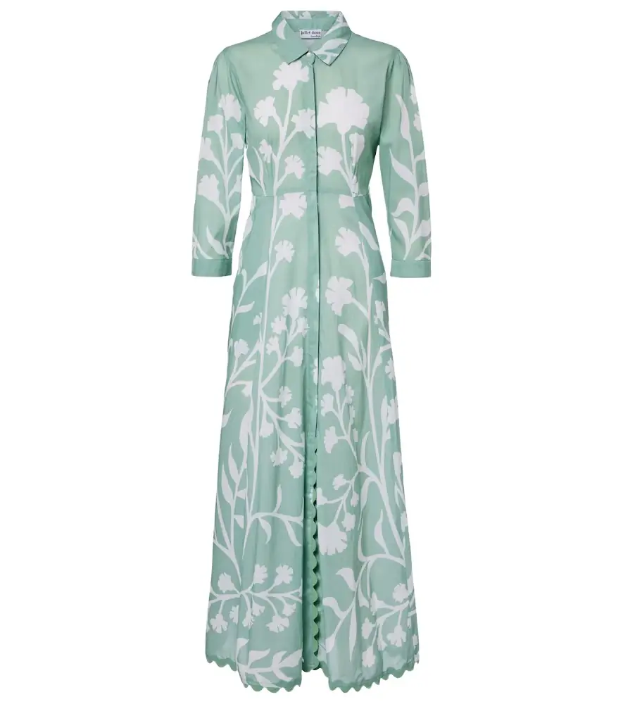 Juliet Dunn Floral scalloped cotton shirt dress