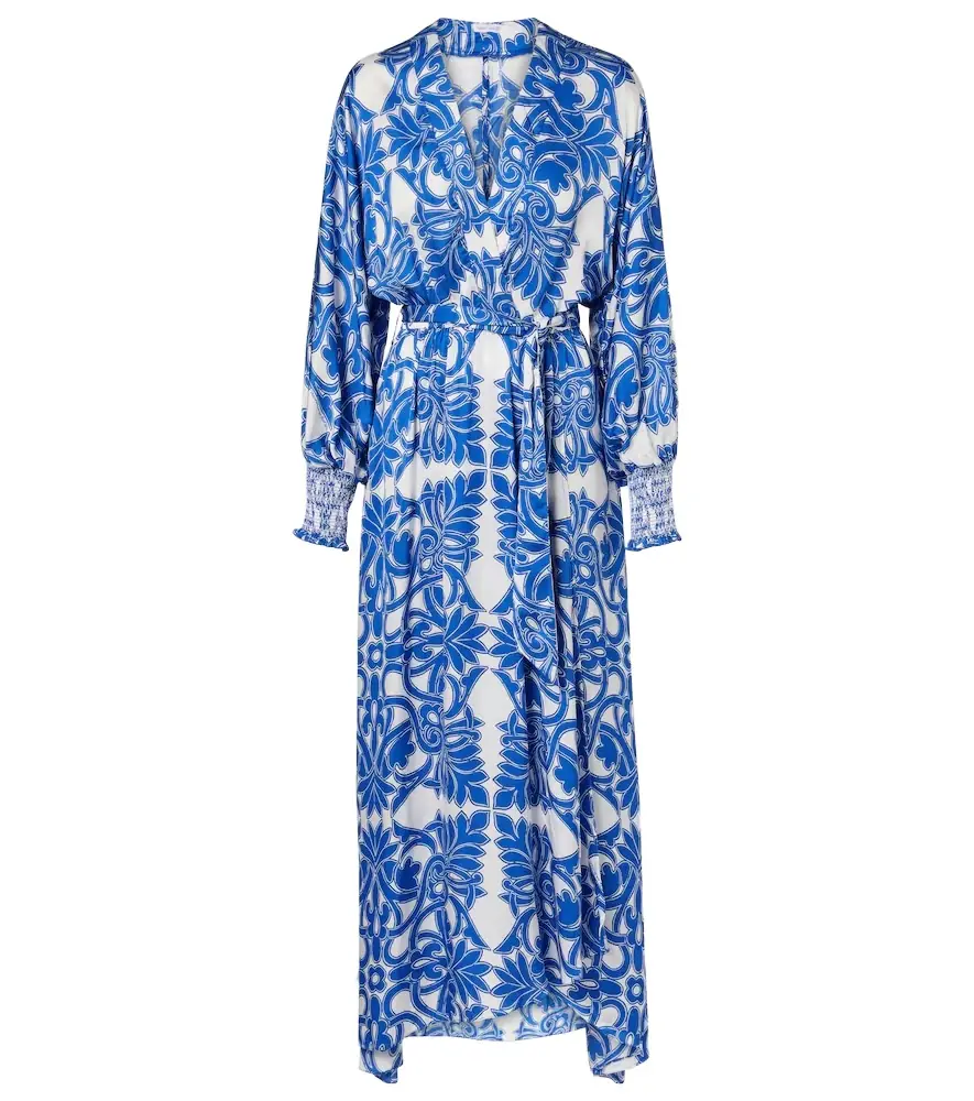 Poupette St Barth Kristen printed satin maxi dress