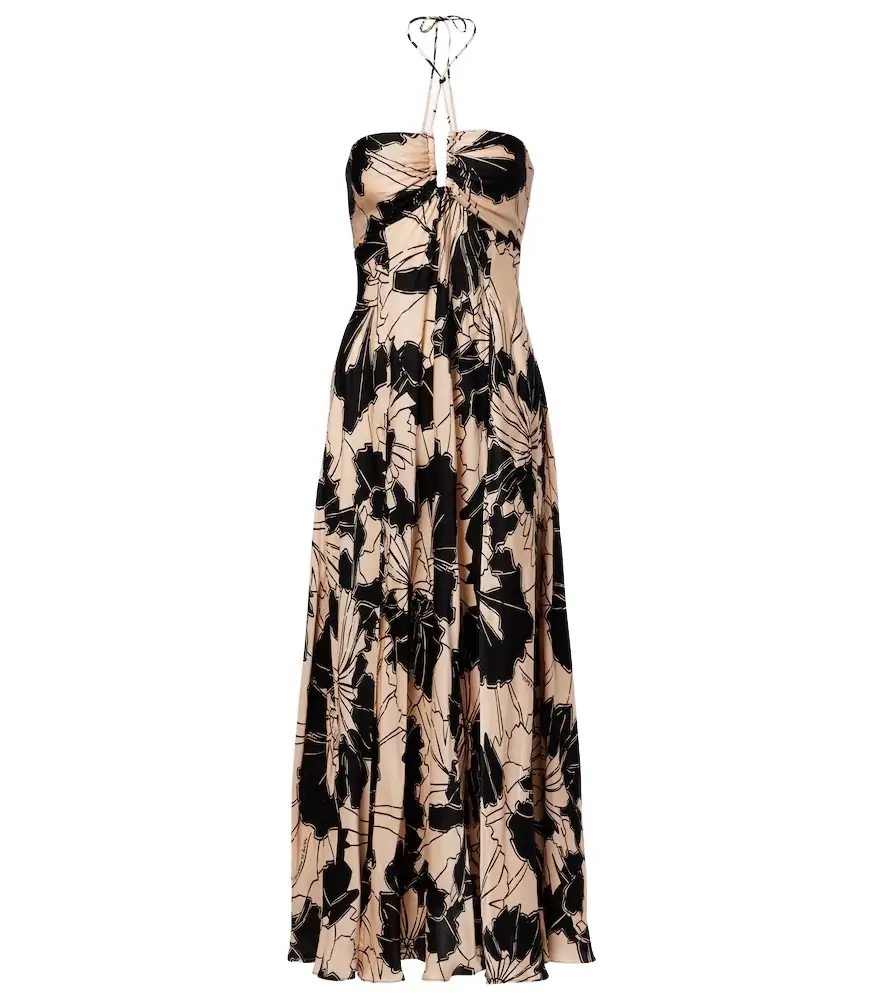 Poupette St Barth Carla floral halterneck maxi dress