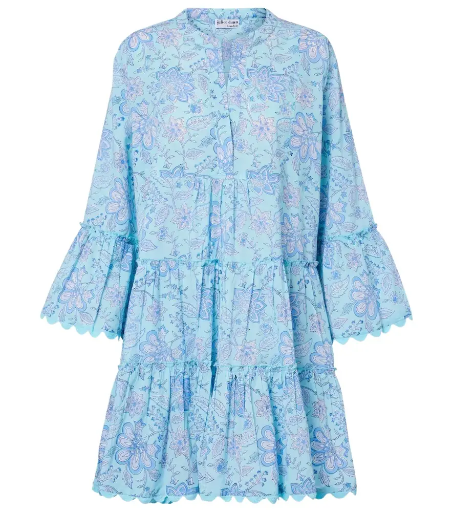 Juliet Dunn Floral scalloped cotton minidress