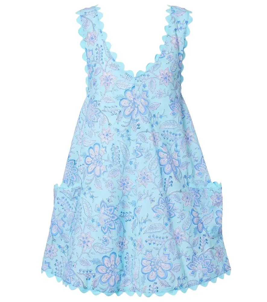 Juliet Dunn Floral scalloped cotton minidress