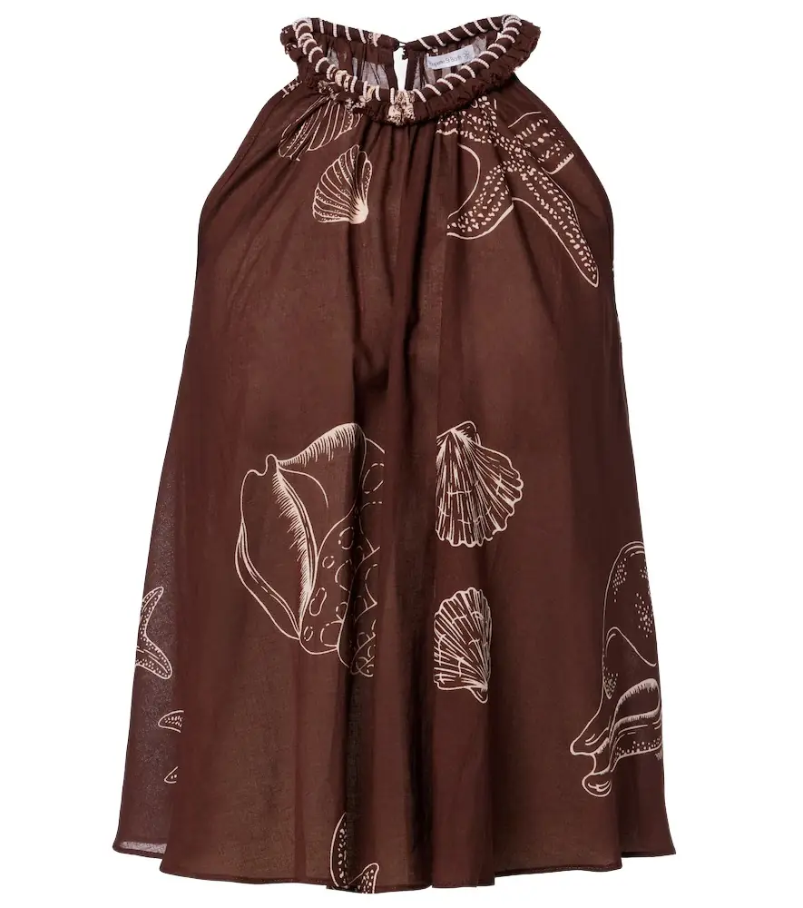 Poupette St Barth Cleo printed halterneck cotton top