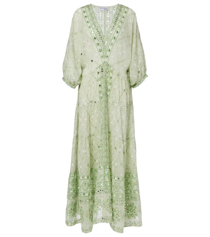 Juliet Dunn Embellished cotton maxi dress
