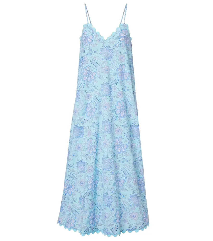 Juliet Dunn Floral scalloped cotton midi dress