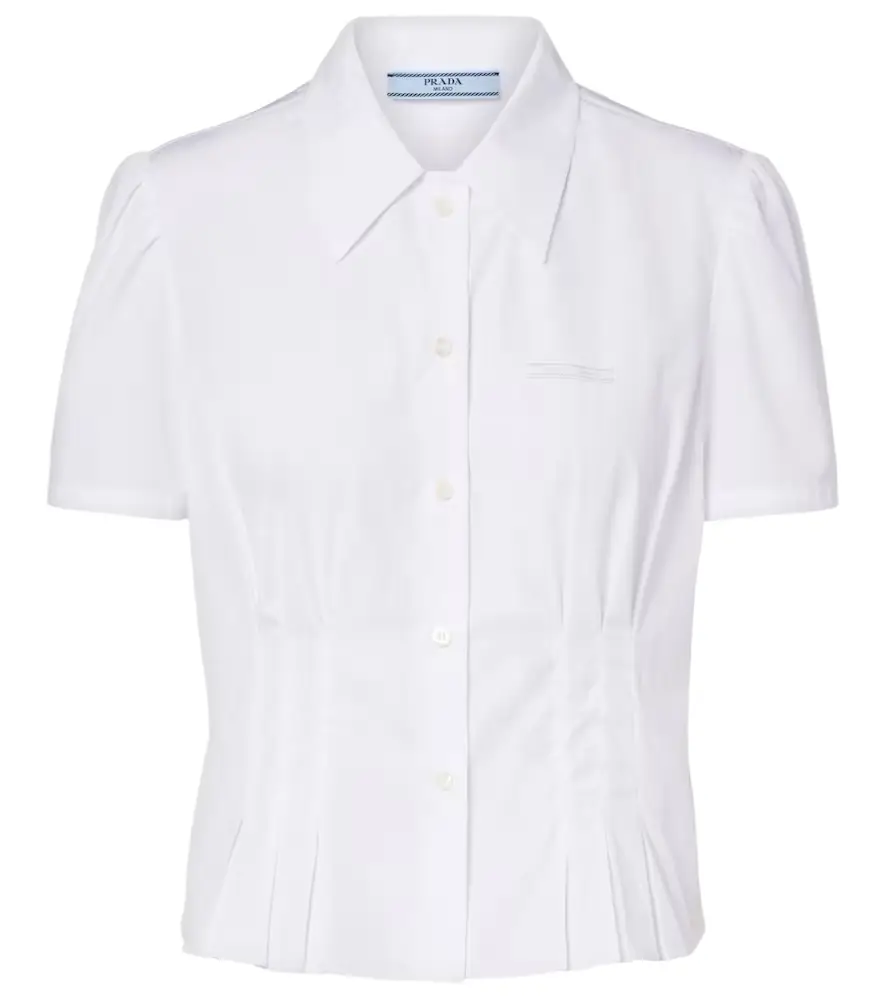 Prada Gathered cotton poplin shirt