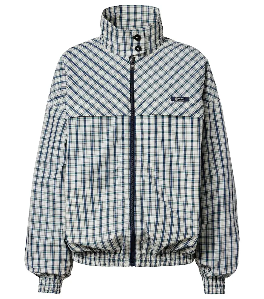 Prada Checked cotton-blend chambray jacket