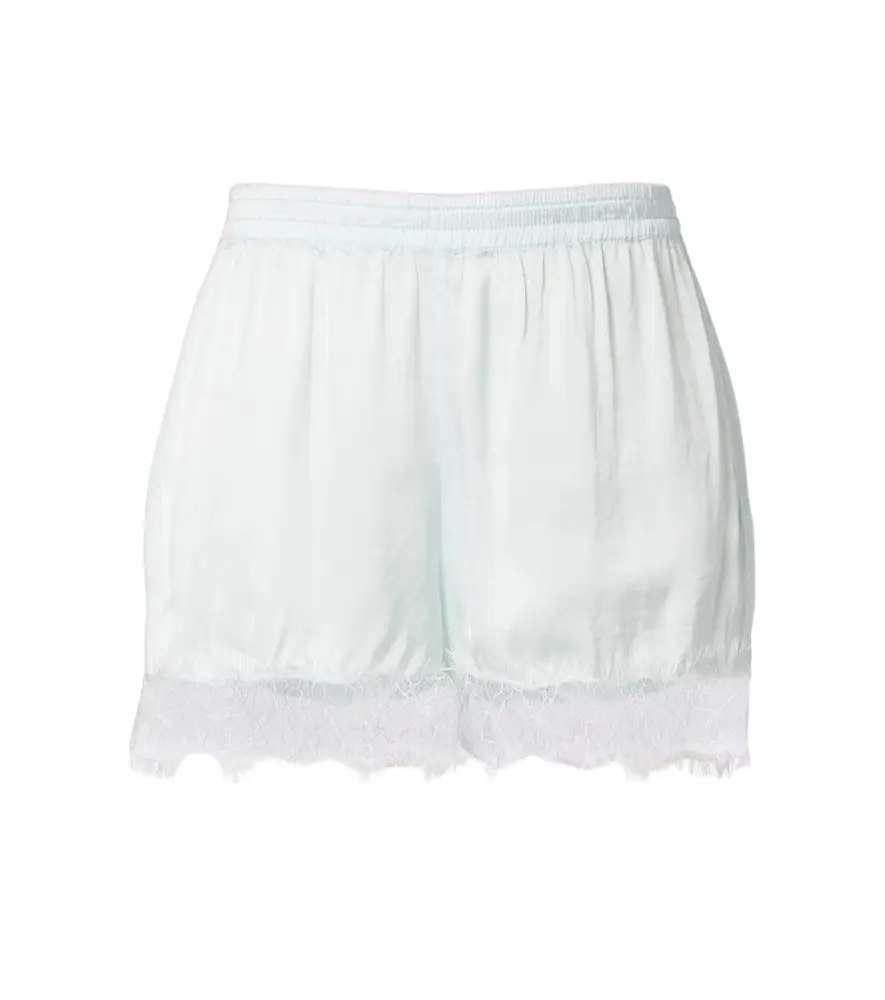 Poupette St Barth Doris lace-trimmed satin shorts