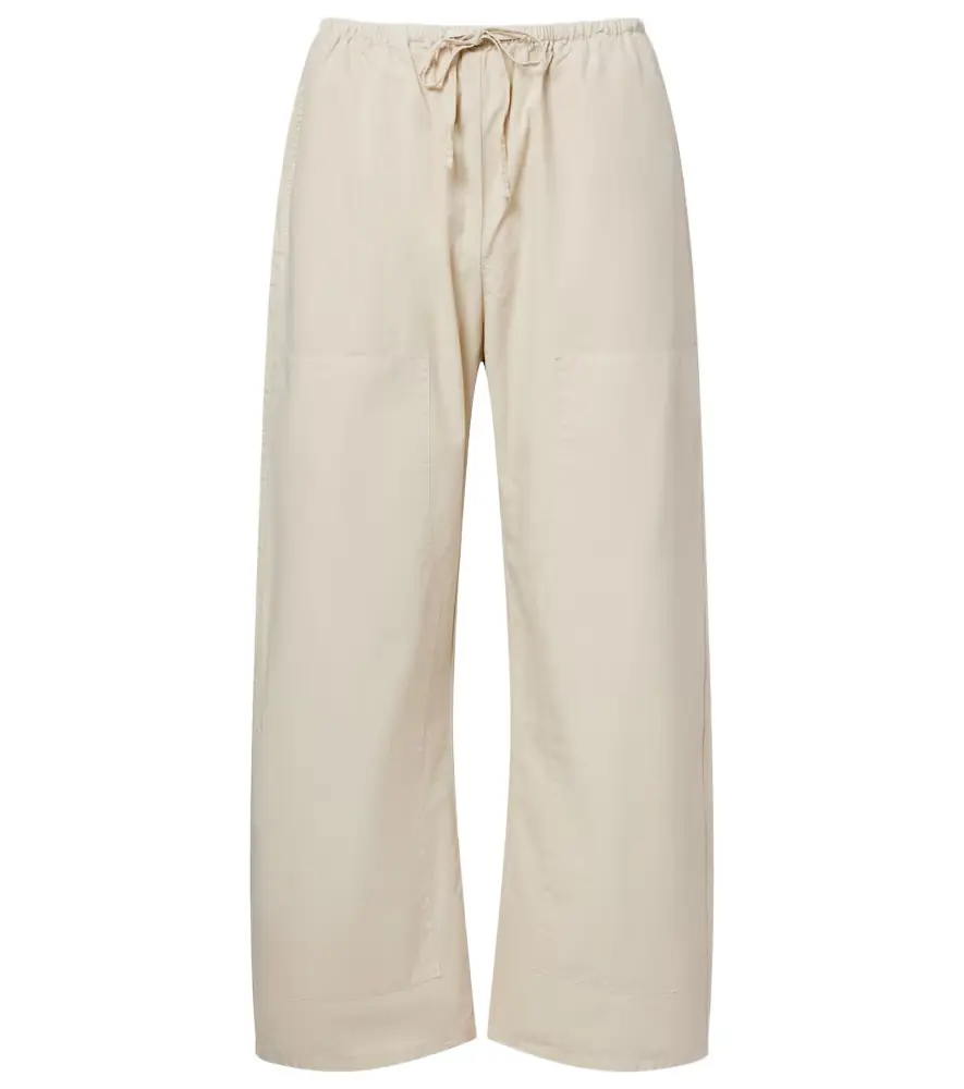 Leset Kyoto cropped cotton wide-leg pants