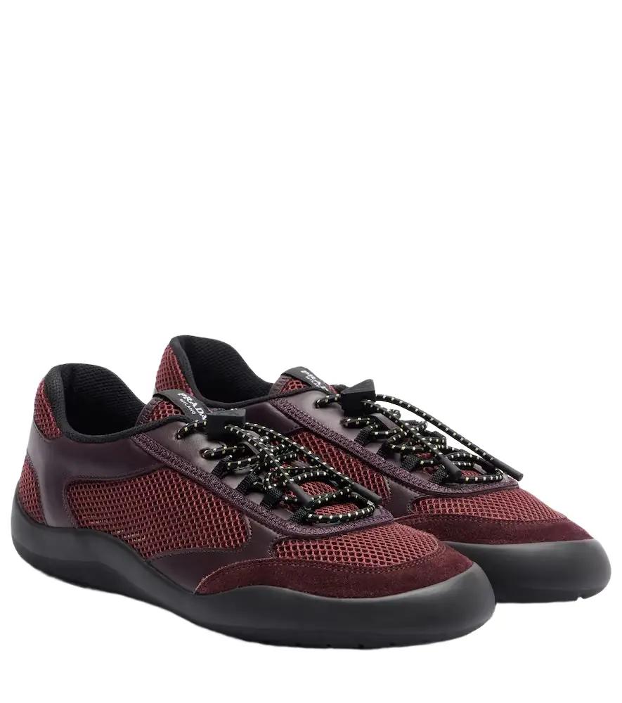 Prada Speedrock leather-trimmed sneakers