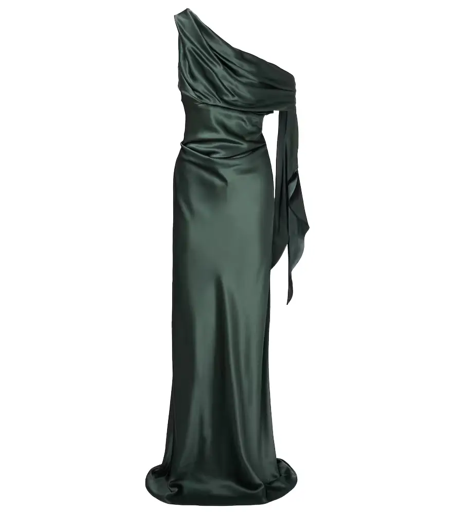 The Sei Draped asymmetric silk satin gown