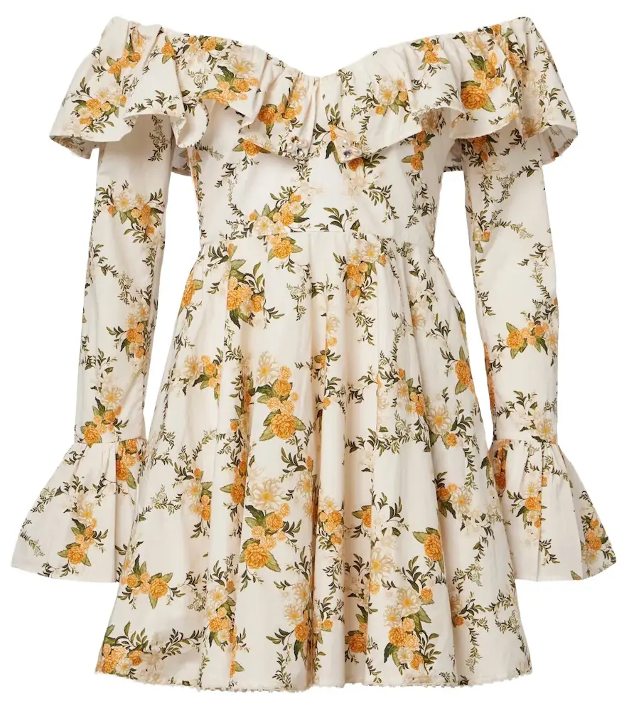Agua by Agua Bendita Verso off-shoulder floral cotton minidress