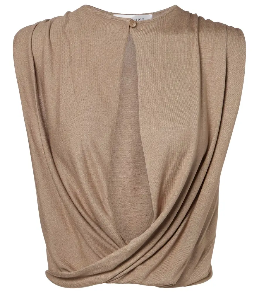 Aya Muse Esme cutout draped silk-blend crop top